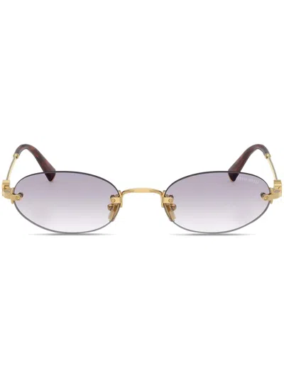 Miu Miu A54s Oval Sunglasses Wmns "pale Gold In Red