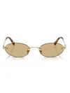 Miu Miu Eyewear Oval Frame Sunglasses In Gold