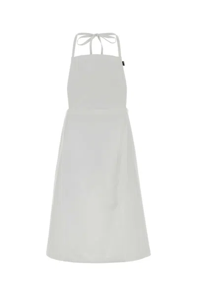 Miu Miu Cotton Poplin Apron Dress In White