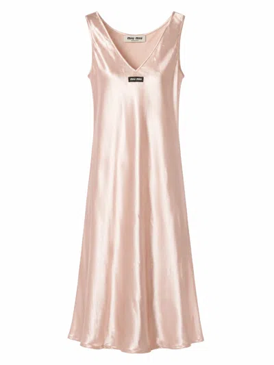 Miu Miu Abiti Satin Washed In Neutral