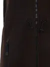 Miu Miu Mini Dress With Drawstring Waist And High Collar In Brown