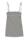 Miu Miu Blackwhite Checked Mini Dress In Black
