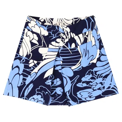 Pre-owned Miu Miu Abstract Floral Print Skirt In Blue