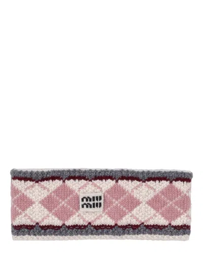 Miu Miu Accessori Capelli Jacquard Cashwool In Gray
