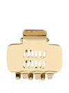 Miu Miu Metal Hair Clip With Rectangular Cut-out Design In Gold