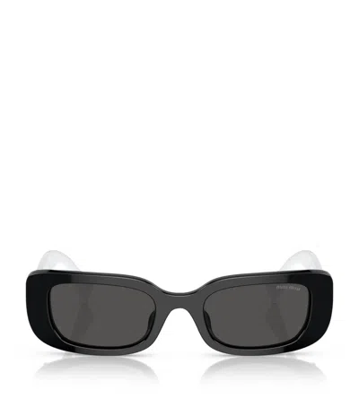 Miu Miu Womens Black Mu 08ys Tinted-lens Rectangle-frame Acetate Sunglasses