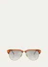 Miu Miu Acetate & Metal Aviator Sunglasses In Caramel