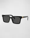 Miu Miu Womens Black Mu 13zs Rectangle-frame Acetate Sunglasses In Dark Grey