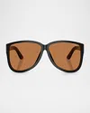 Miu Miu Acetate Aviator Sunglasses In Brown