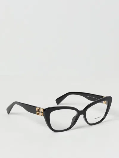 Miu Miu Acetate Eyeglasses With Logo On The Temples In Black