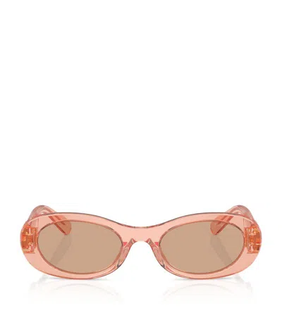 Miu Miu Womens Pink Mu 06zs Oval-frame Acetate Sunglasses