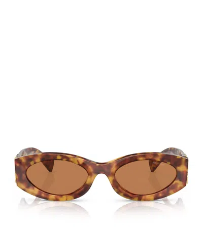 Miu Miu Acetate Oval Mu11ws Sunglasses In Brown