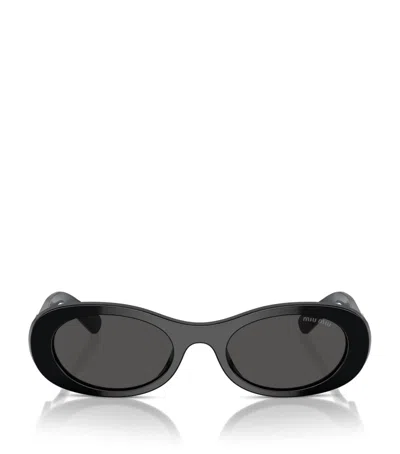 Miu Miu Acetate Oval Sunglasses In Black