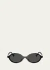 Miu Miu Logo Round Sunglasses In Black