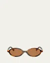 Miu Miu Acetate Oval Sunglasses In Brown