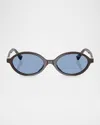 Miu Miu Oval-frame Sunglasses In Light Blue