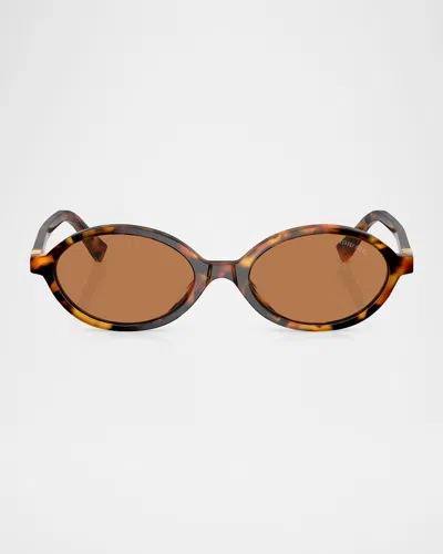 MIU MIU ACETATE OVAL SUNGLASSES