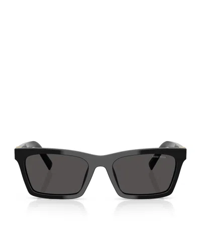 Miu Miu Acetate Rectangular Sunglasses In Black