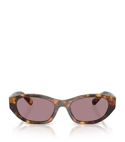 Miu Miu Womens Brown Mu A03s Irregular-frame Tortoise Acetate Sunglasses