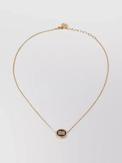 Miu Miu Adjustable Chain Necklace With Pendant Detail