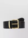 Miu Miu Adjustable Leather Belt With Gold-tone Hardware In Black