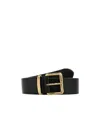 Miu Miu Adjustable Leather Belt With Gold-tone Hardware In Black