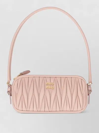 Miu Miu Adjustable-strap Leather Clutch Bag In Pink