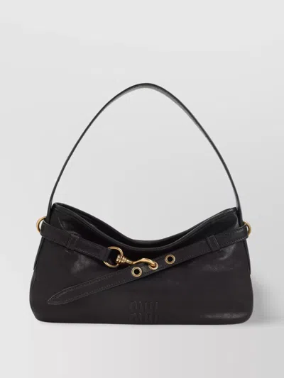 Miu Miu Adventure Leather Shoulder Bag With Detachable Strap