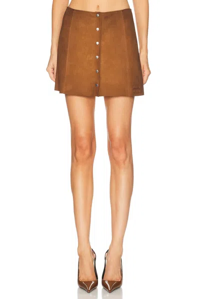 Miu Miu Agnello Scamosciato Skirt In Brown