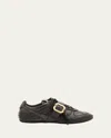 Miu Miu Allacciate Leather Buckle Low-top Sneakers In Black