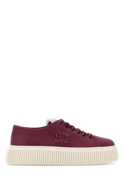 Miu Miu 5 Cm Platform Canvas Sneaker For Women In Purple