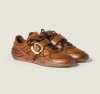 Miu Miu Buckle-detailed Lace-up Sneakers In Brown