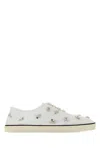 Miu Miu Embellished Canvas Sneaker In White