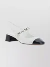 Miu Miu Almond Toe Slingback Pumps With Chain Detail In White