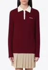 Miu Miu Rib Cashmere Sweater In Burgundy