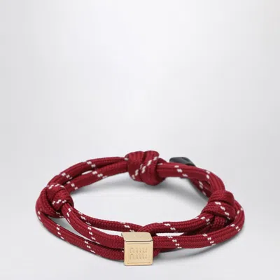 Miu Miu Amaranth Rope And Nylon Bracelet Women In Red
