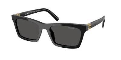 Miu Miu Angular Black Sunglasses With Rectangular Lenses