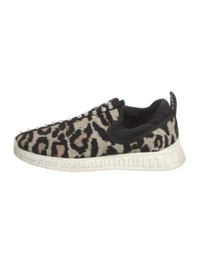 Pre-owned Miu Miu Animal Print Crystal Embellishments Flats In Neutral
