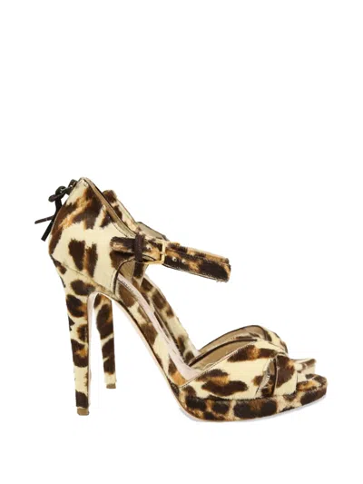 Pre-owned Miu Miu Animal-print Platform Sandals In Neutral