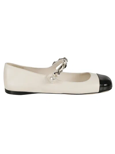 Miu Miu Ankle Strap Ballerinas In Avorionero