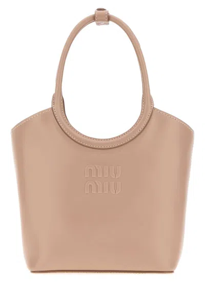Miu Miu Ivy Leather Tote Handbag Double Handles In Pink