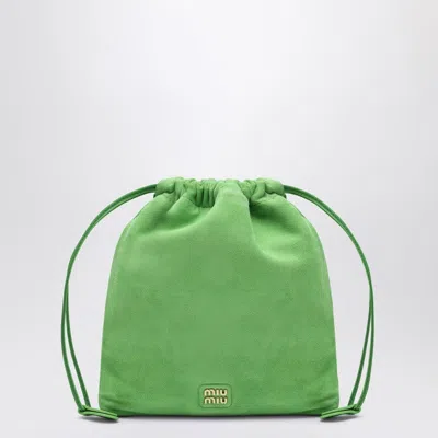 Miu Miu Apple Green Suede Pouch Women
