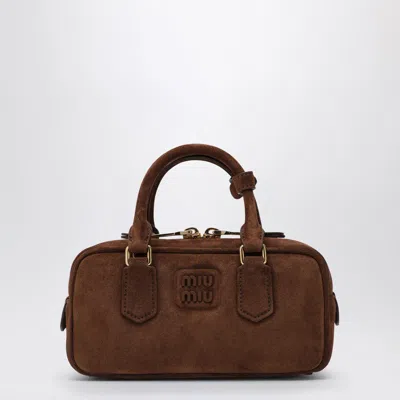 Miu Miu Arcadie Bag In Cocoa Suede Leather In Brown