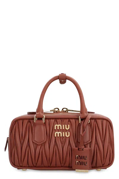 Miu Miu Brick Arcadie Handbag In Brown