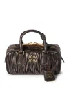Miu Miu Arcadie Matelassé Nappa Leather Bag In Brown