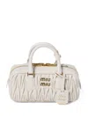 Miu Miu Zip Quilted Leather Top-handle Bag In White