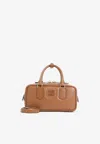 Miu Miu Cognac Arcadie Mini Calf Leather Shoulder Bag In Brown