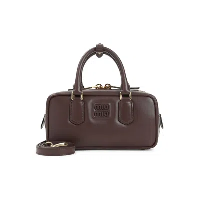 Miu Miu Arcadie Calf Leather Handbag Women In Burgundy