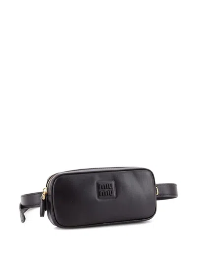 Pre-owned Miu Miu Arcadie Camera Bag Leather Shoulder Bag In Black