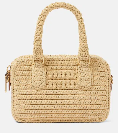 Miu Miu Arcadie Crochet Shoulder Bag In Brown